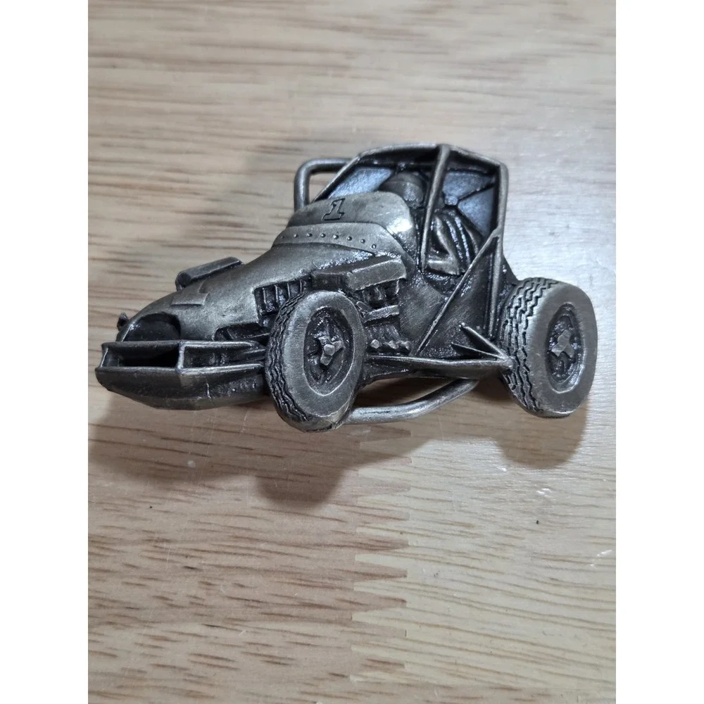 Vintage 1980 Indiana Metal Craft Sprint Car Racing Belt Buckle C24 Pewter Mens